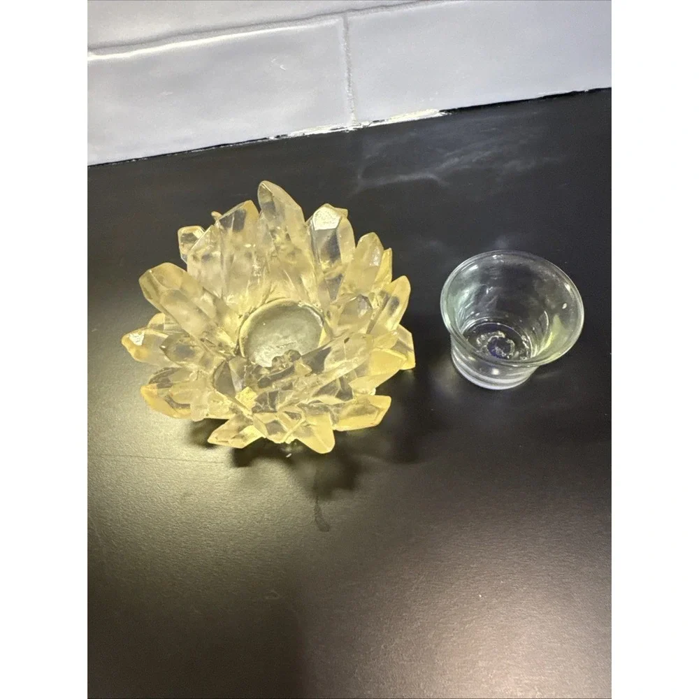 Lucite‎ Votive Candle Holder Faux Quartz Crystal